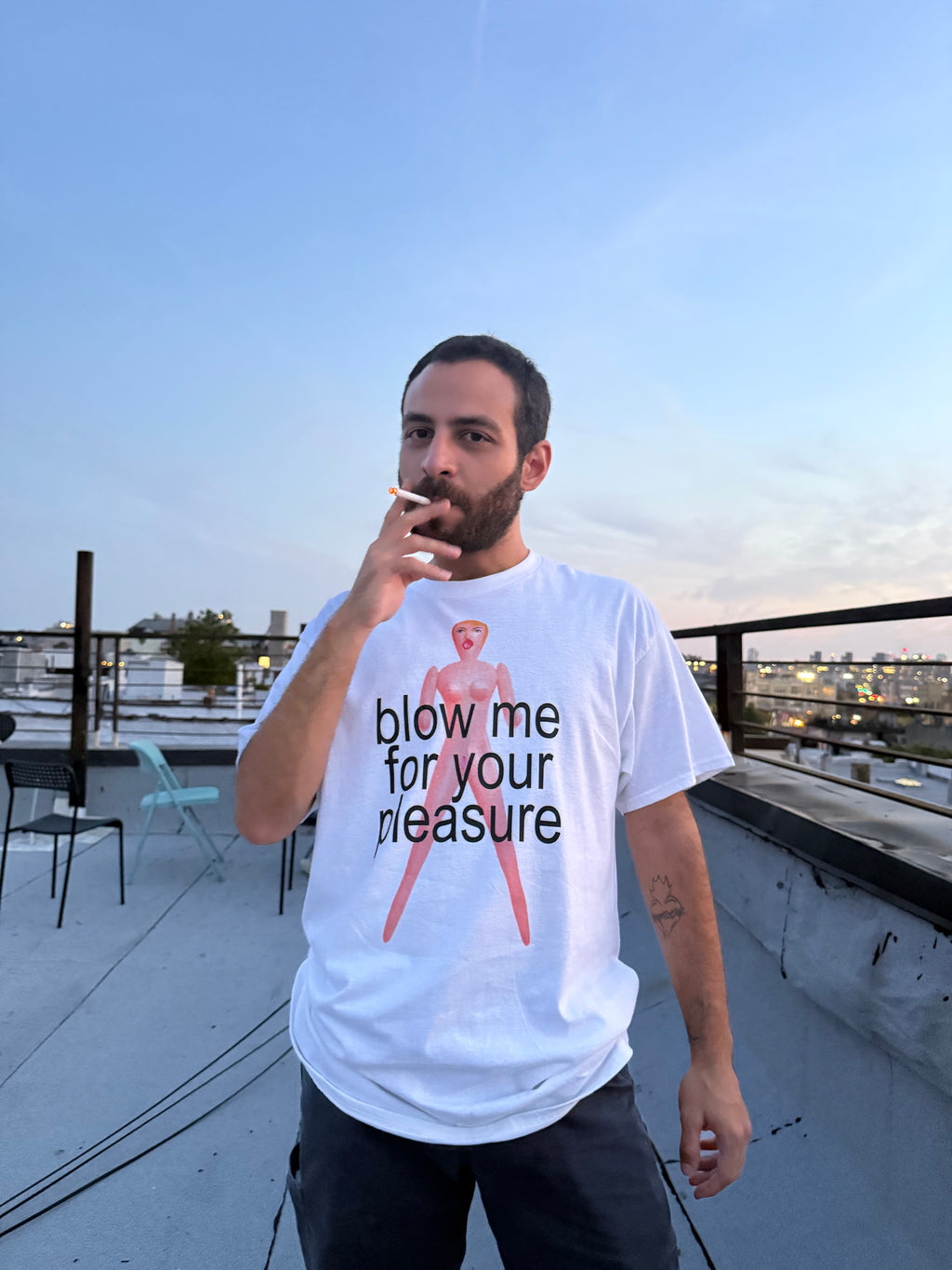blow me white tee