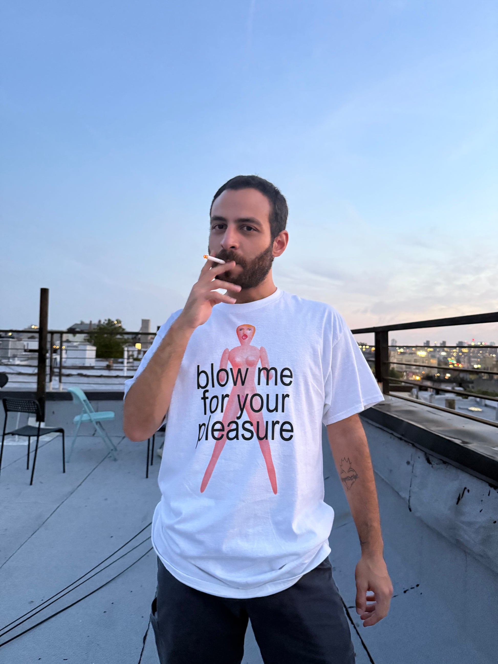 blow me white tee